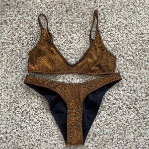 Bronze sparkle Triangl bikini with skirt